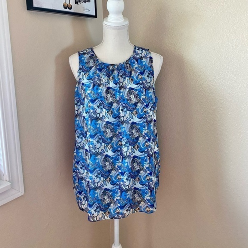 Paraphrase blue paisley print tank, Sz. M